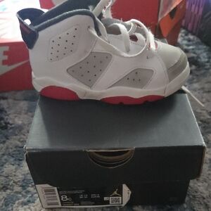 Jordan White and Red Air Jordan 6 Sneakers